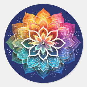 Sticker Rond Mandala arc-en-ciel