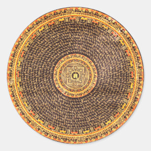 Sticker Rond Mandala Art tibétain (or et noir)