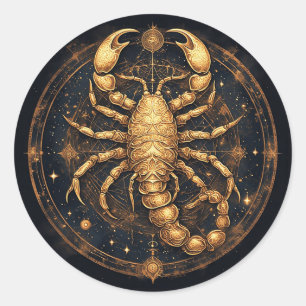 Sticker Rond Mandala Astral du Scorpion  Golden Zodiaque