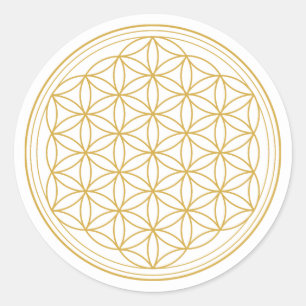 Sticker rond Mandala blanc et or
