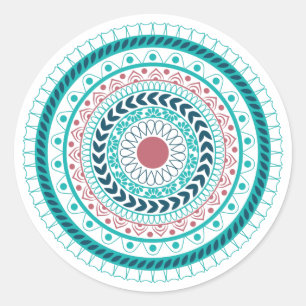 Sticker Rond Mandala bleu