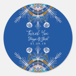 Sticker Rond Mandala Bohème Remerciements de Mariage Colorés