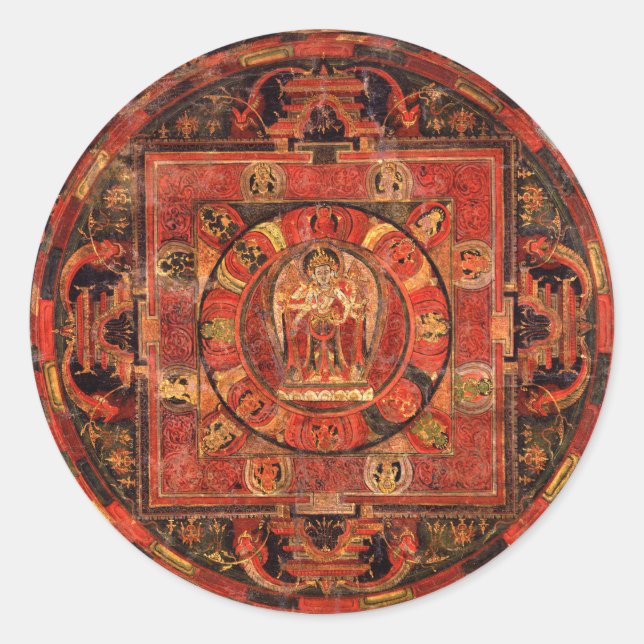 Sticker Rond Mandala bouddhiste de la compassion (Devant)