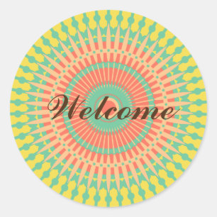 Sticker Rond Mandala coloré Indien Maroc Bienvenue