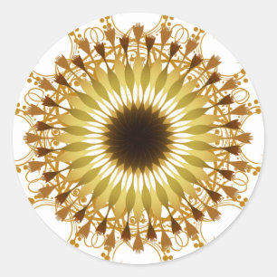 Sticker Rond Mandala Damask Lotus Flower Art