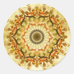 Sticker Rond Mandala Damask Lotus Flower Art élégant