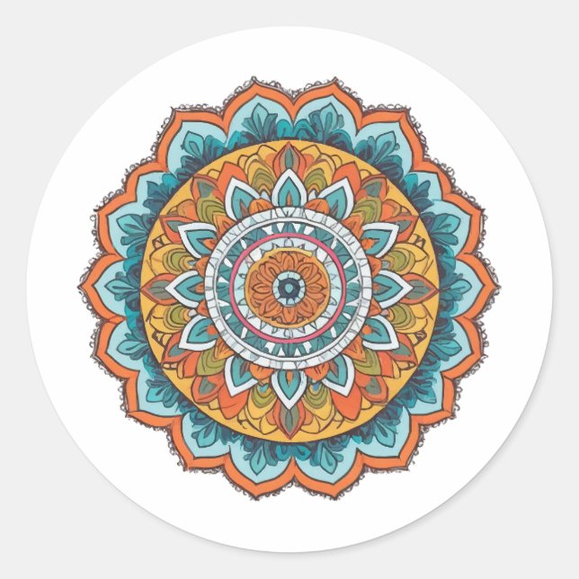 Sticker Rond mandala de différentes couleurs (Devant)