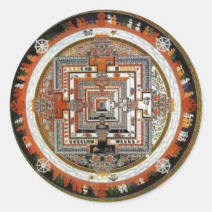 Sticker Rond Mandala de sable de Kalachakra