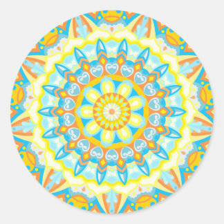 Sticker Rond Mandala d'été jaune orange vif esthétique bohème