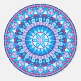 Sticker Rond Mandala d'hiver bleu flocon de neige Décalque géom