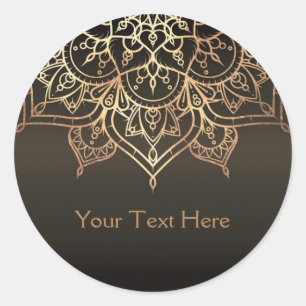 Sticker Rond Mandala doré Marron terreux Bronze Moderne Favori