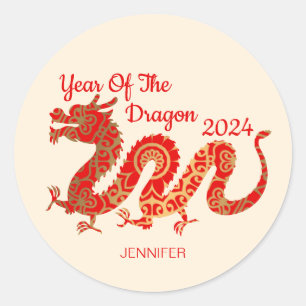 Sticker Rond Mandala Dragon 2024 - Nouvel An chinois