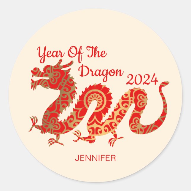 Sticker Rond Mandala Dragon 2024 - Nouvel An chinois (Devant)