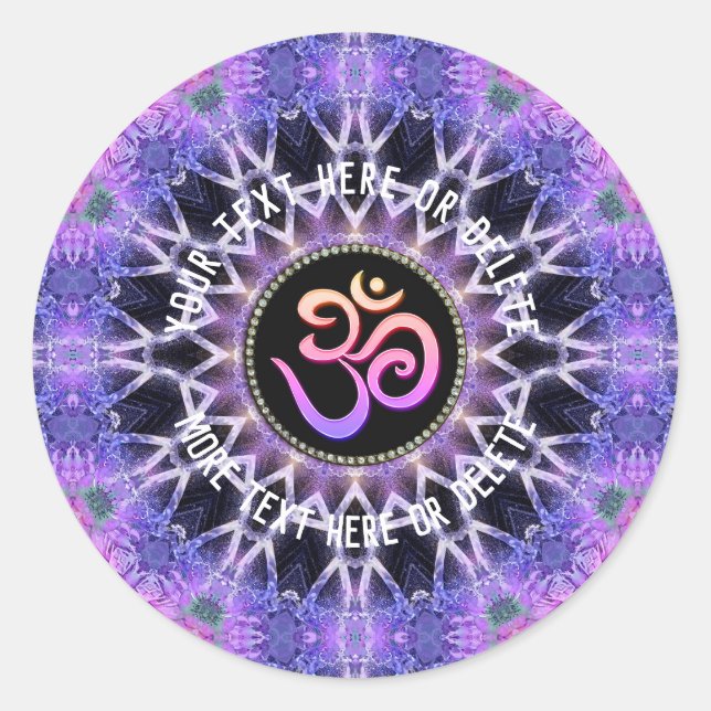 Sticker Rond Mandala en or rose violet avec texte courbe person (Devant)