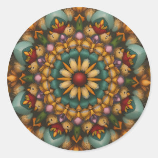 Sticker Rond Mandala - Fleur de Whimsical - Inspiré par la natu