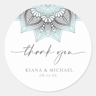 Sticker Rond Mandala Lace Mariage Merci Lt. Blue ID968