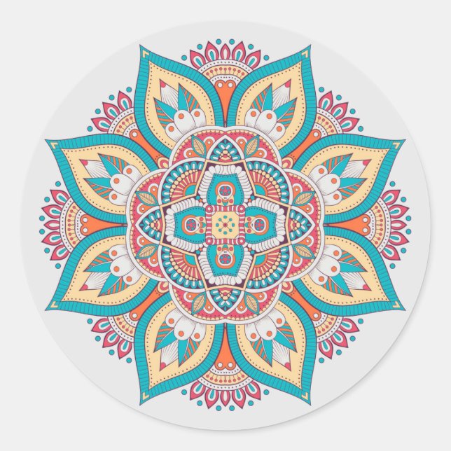 Sticker Rond Mandala motif marocain coloré (Devant)