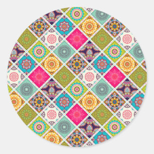 Sticker Rond Mandala motif marocain coloré