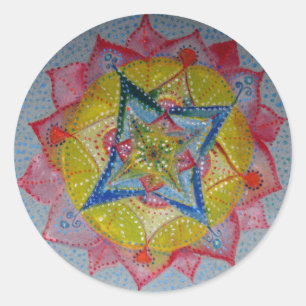 Sticker rond Mandala Peint À La Main Classique, Lu