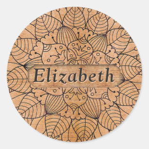 Sticker Rond Mandala personnalisé en bois sculpté