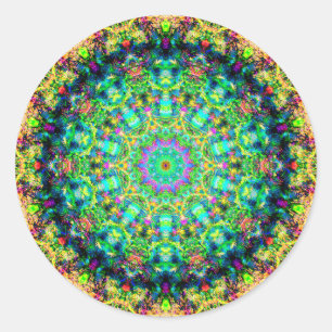 Sticker Rond Mandala psychédélique très colorée