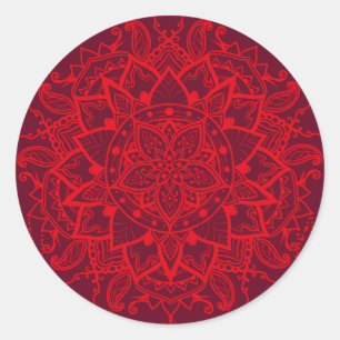 Sticker Rond Mandala red maroon indien