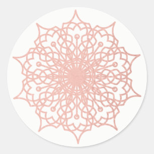 Sticker Rond Mandala Rose Rose Gold Blush