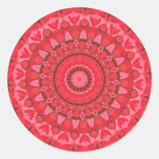 Sticker Rond Mandala Rouge Décalcomanie Géométrique Bohème Esth