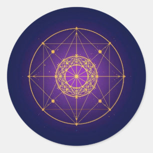 Sticker Rond Mandala Sacré Céleste – Géométrie Mystique