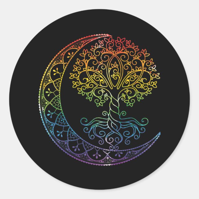 Sticker Rond Mandala Tree of Life Tattoo Style (Devant)