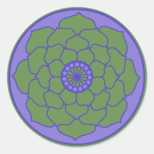 Sticker Rond Mandala vert-bleu de Lotus