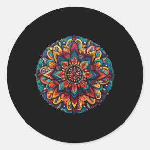 Sticker Rond Mandala vibrant pour la méditation de yoga