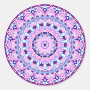 Sticker Rond Mandala Violet Bohème Décalcomanie Géométrique Vib