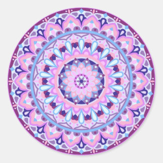 Sticker Rond Mandala Violet Bohème Décalcomanie Géométrique Vib
