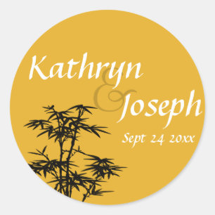 Sticker Rond Mandarin orange bambou personnalisé mariage pour é