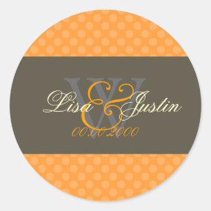 Sticker Rond Mandarin Orange Pois monogramme/do-it-yourself cou