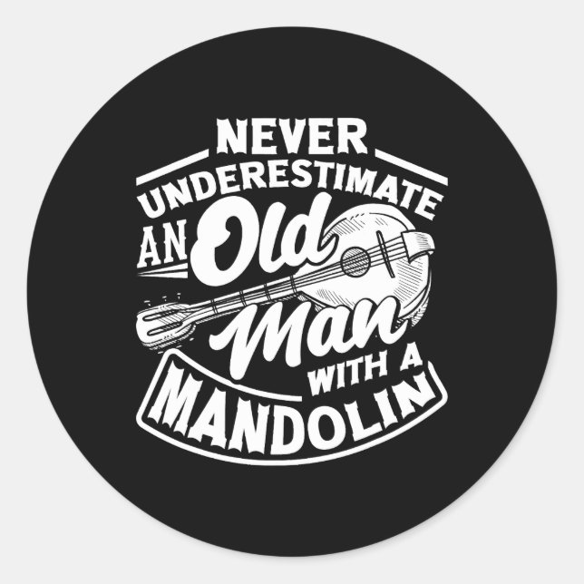 Sticker Rond Mandolin Joueur Mandoliniste Ancien Mandolin (Devant)
