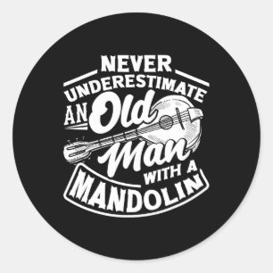 Sticker Rond Mandolin Joueur Mandoliniste Ancien Mandolin