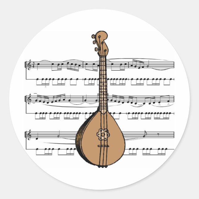 Sticker Rond Mandolin Tee - shirts et cadeaux (Devant)