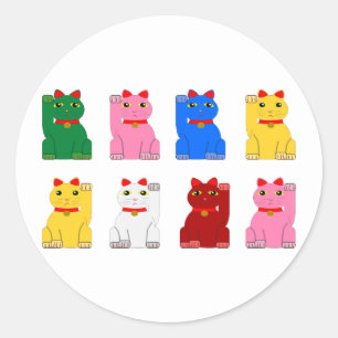 Sticker Rond maneki neko
