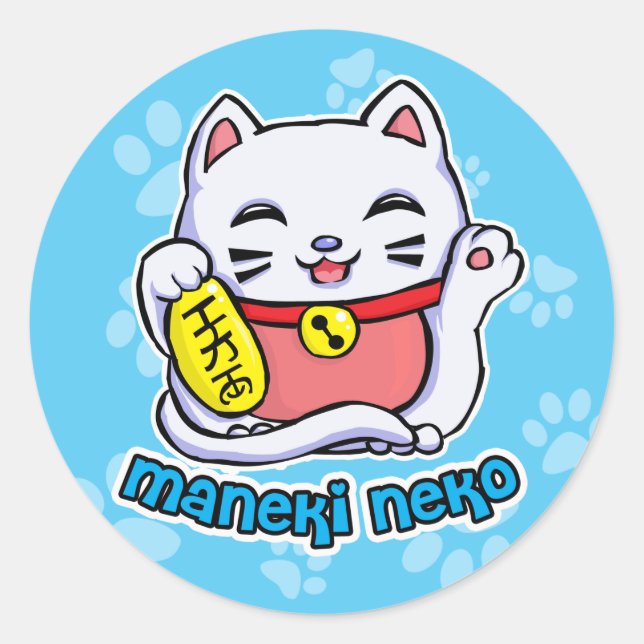 Sticker Rond Maneki Neko chat chanceux (Devant)