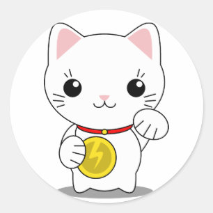 Sticker Rond Maneki Neko - chat chanceux blanc