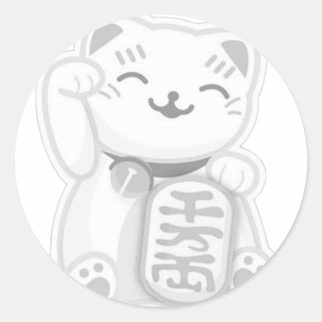 Sticker Rond maneki neko grey (Devant)