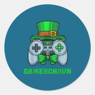 Sticker Rond Manette de jeu vidéo irlandaise St Patrick's Day J