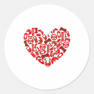 Sticker Rond Manette de jeu vidéo pour la Saint-Valentin pour g
