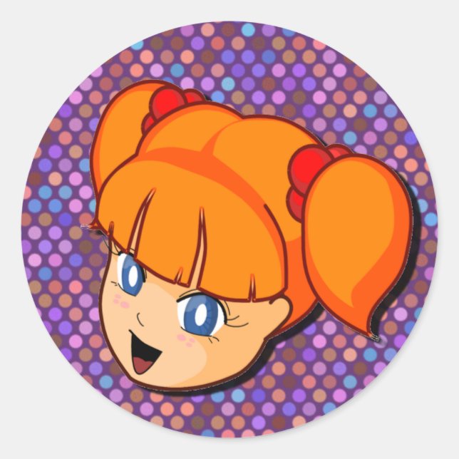 Sticker Rond Manga Red Girl (Devant)