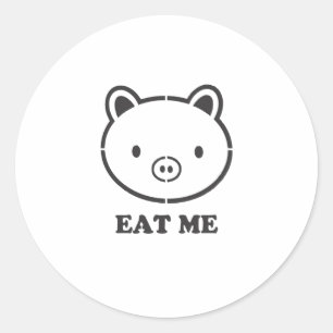 Sticker Rond Mange-moi du porc