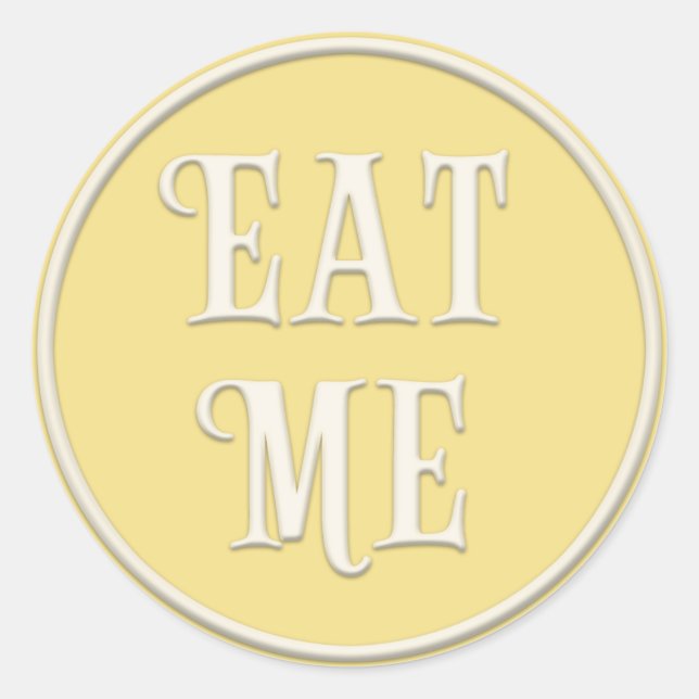 Sticker Rond "Mange-moi" Wonderland Tea Party Pastel Jaune (Devant)