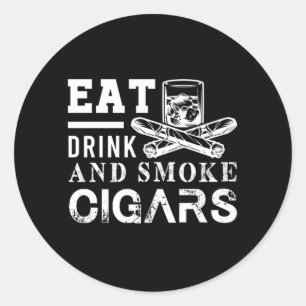 Sticker Rond Manger Boire Fumer Cigars Humidor Cutter Cigar Smo