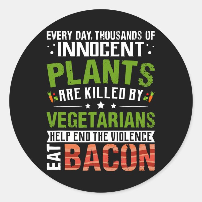 Sticker Rond Manger Con Anti Vegan Petit déjeuner (Devant)